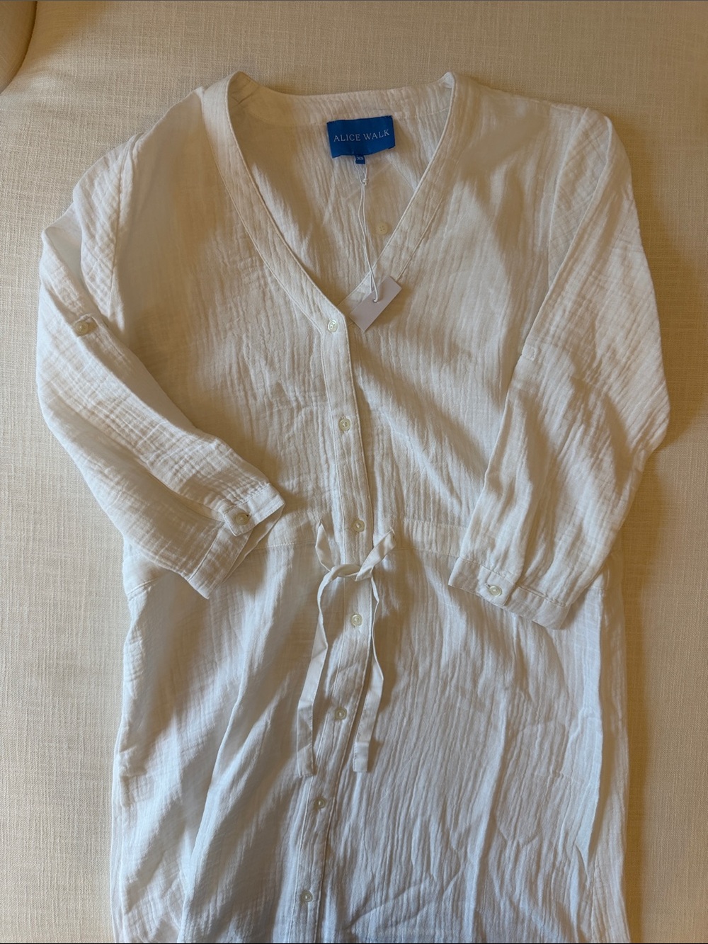 NWT Alice Walk White Gauze V-Neck Midi Dress